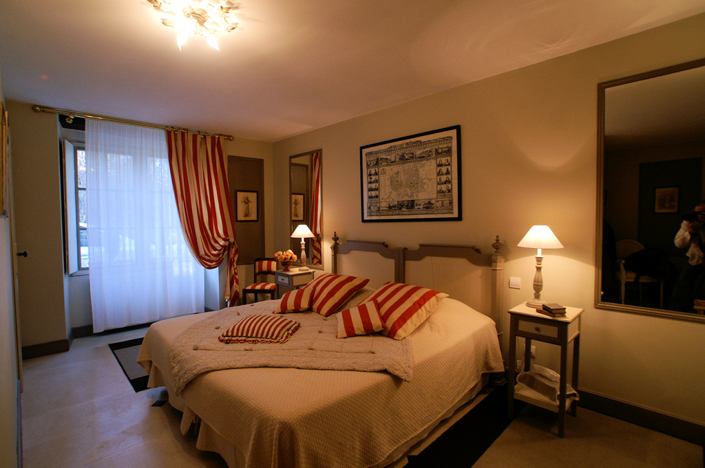 Sepia bedroom at Les Basses Fontaines, Western Loire Valley accommodation